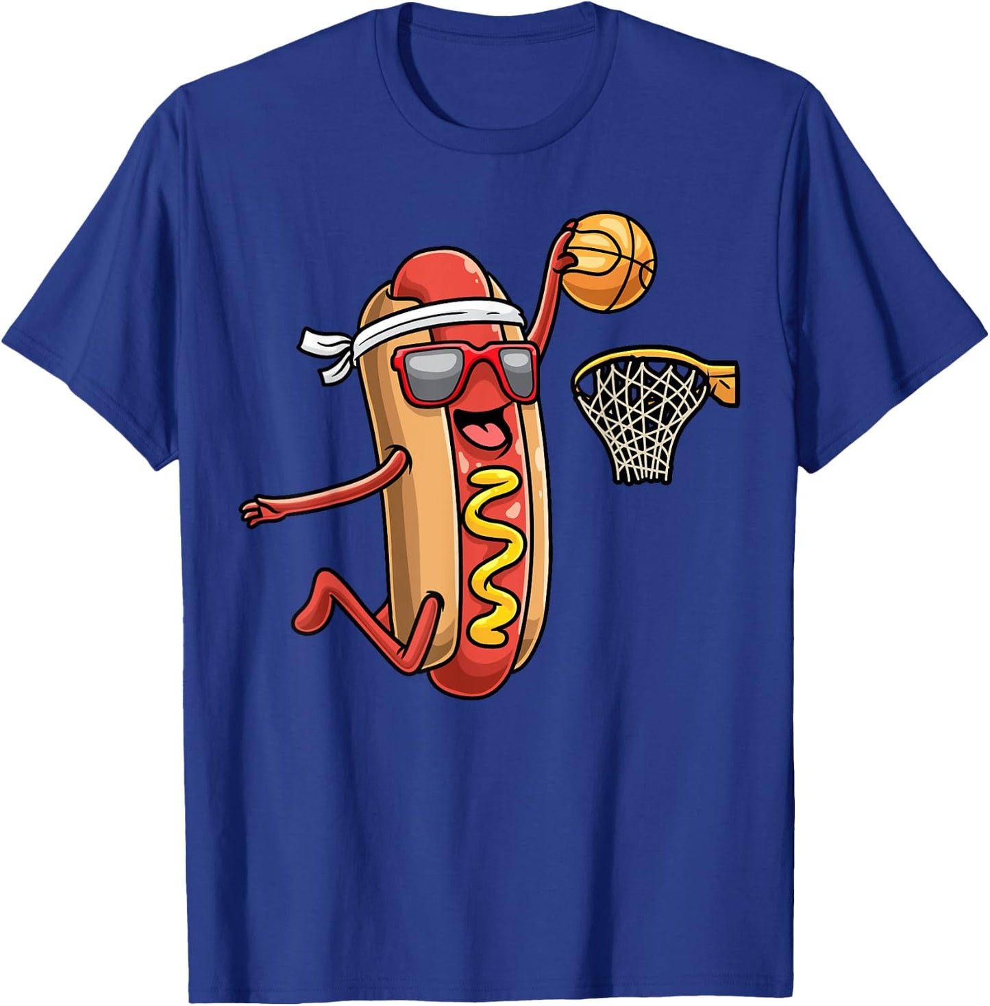 Hotdog In Bread Roll Playing Basketball Sports Player Kids T-Shirt - T-Shirt | Royal
