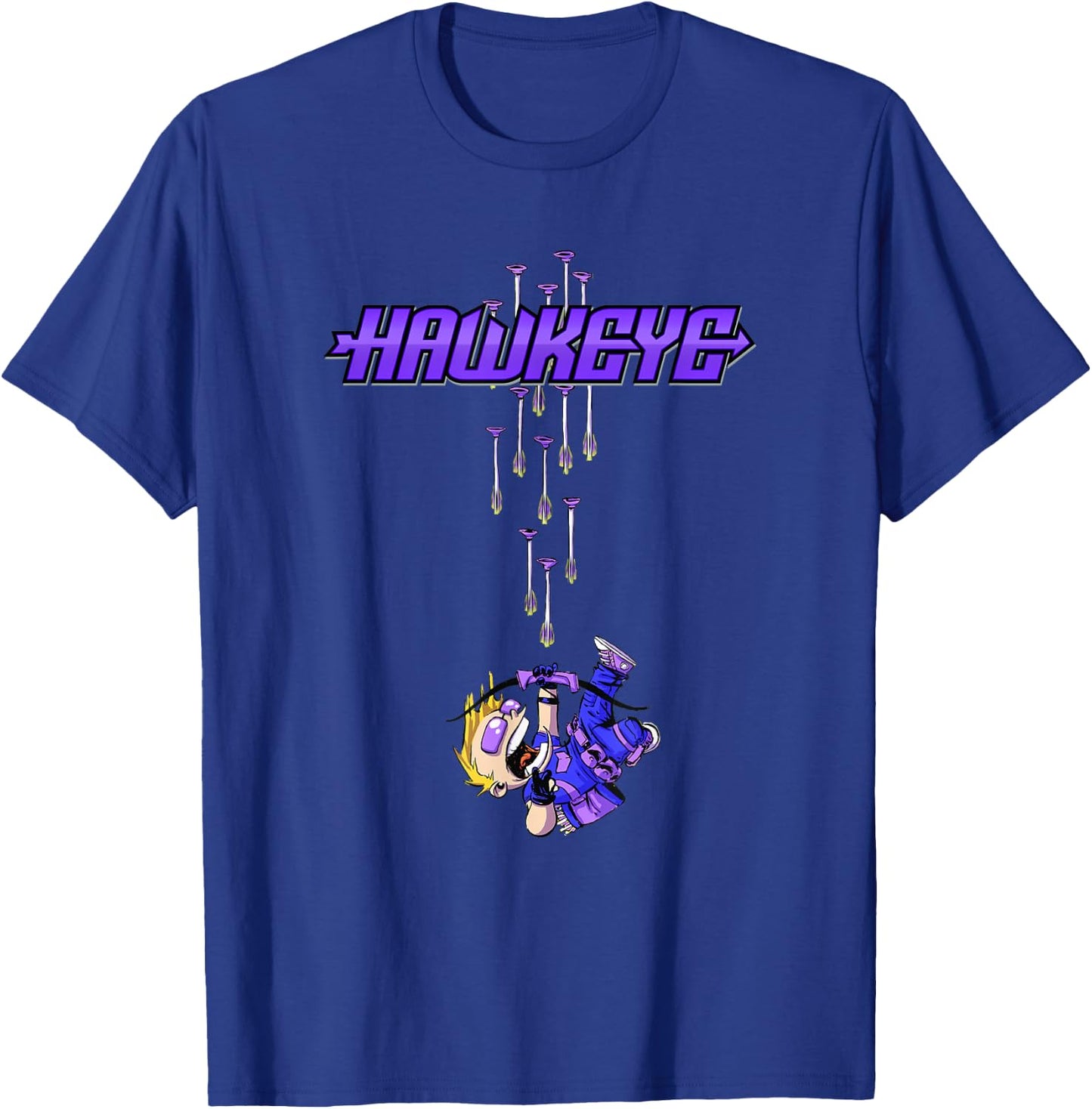 Marvel Comics Retro Classic Hawkeye Chibi Arrow Barrage T-Shirt - T-Shirt | Royal