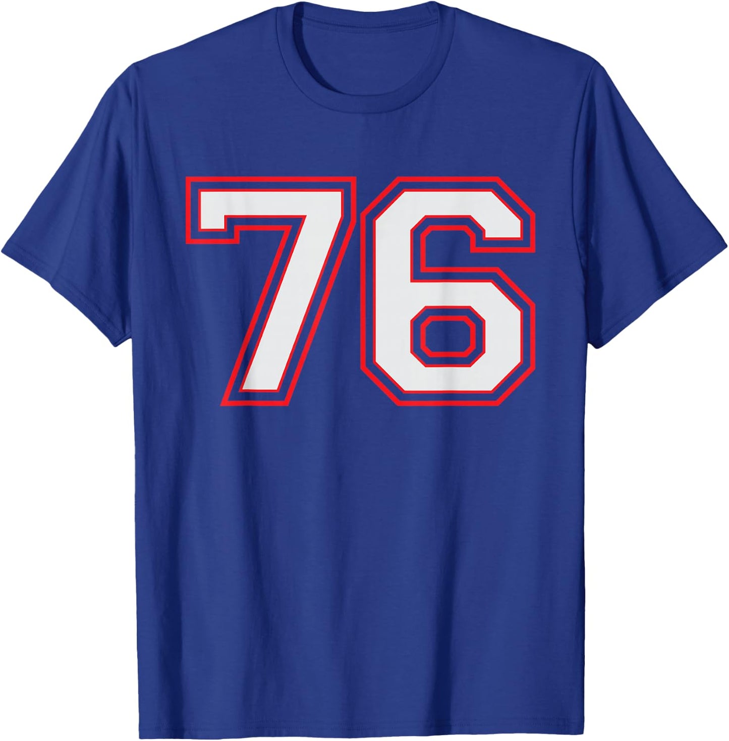 Red Number 76 Sports Player Jersey Fun Game Winner #76 Lucky T-Shirt - T-Shirt | Royal