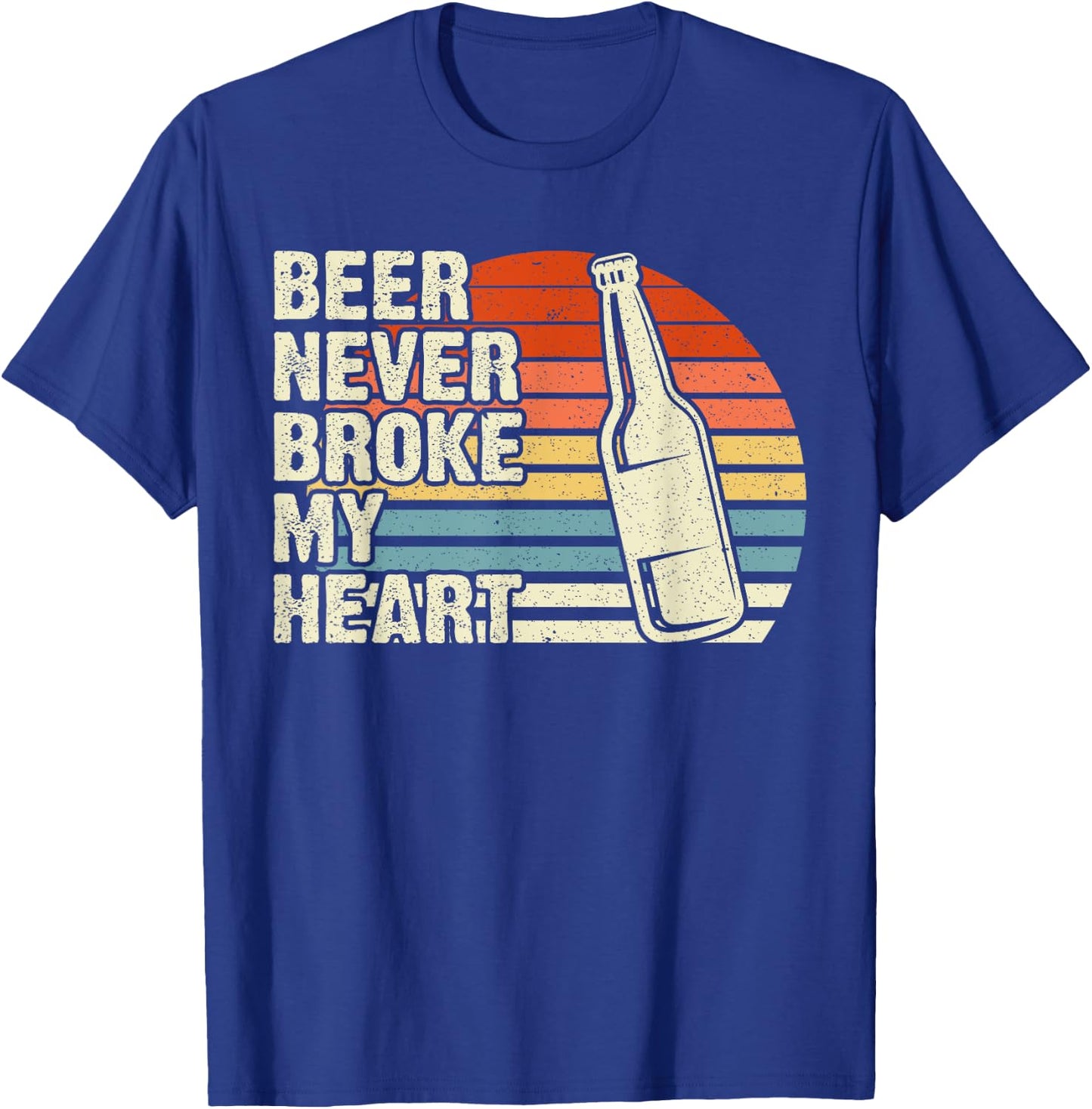 Vintage Retro Beer Never Broke My Heart Funny Drinking T-Shirt - T-Shirt | Royal