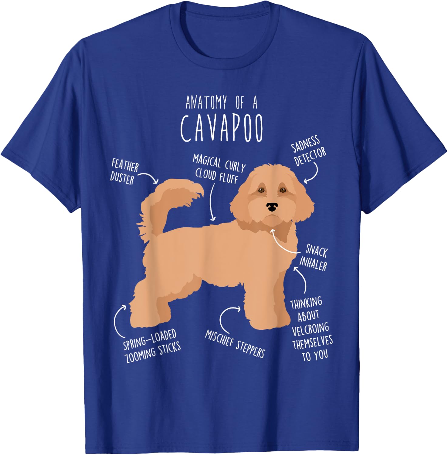 Cavapoo Dog Anatomy, Cute Funny Tan Cavoodle Pet Mom Dog Dad T-Shirt - T-Shirt | Royal