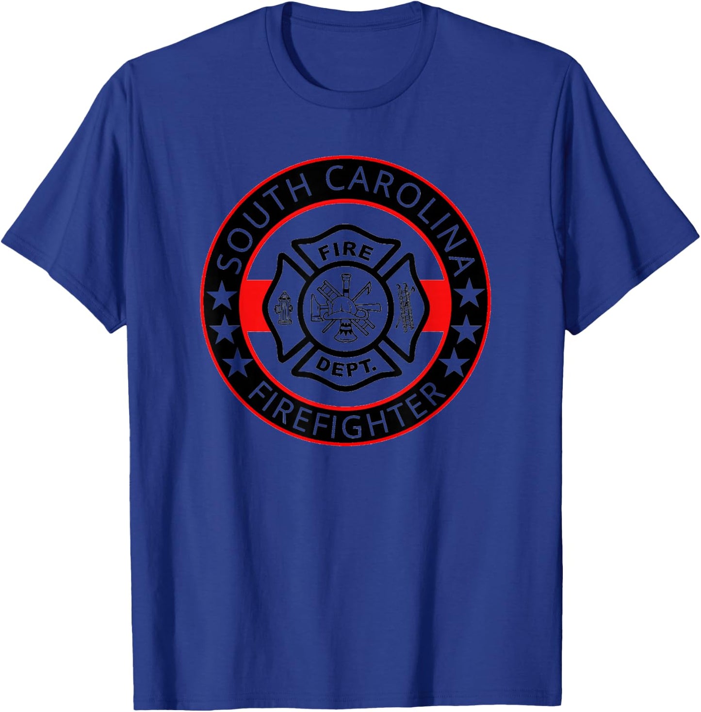 South Carolina Firefighter SC Fire Department Badge Red-Line T-Shirt - T-Shirt | Royal