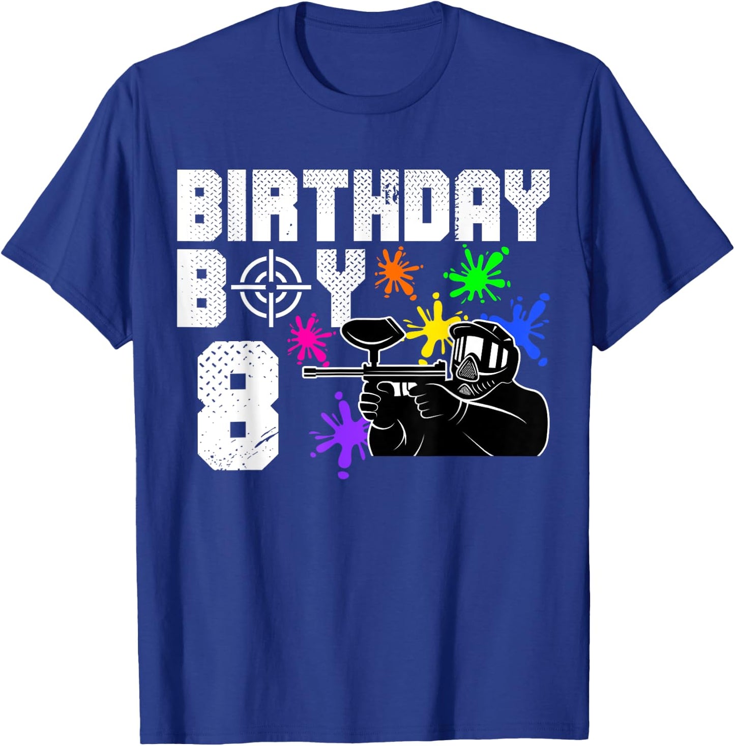 8th Birthday Paintball Outdoor Sport 8 Year Old Funny B-Day T-Shirt - T-Shirt | Royal