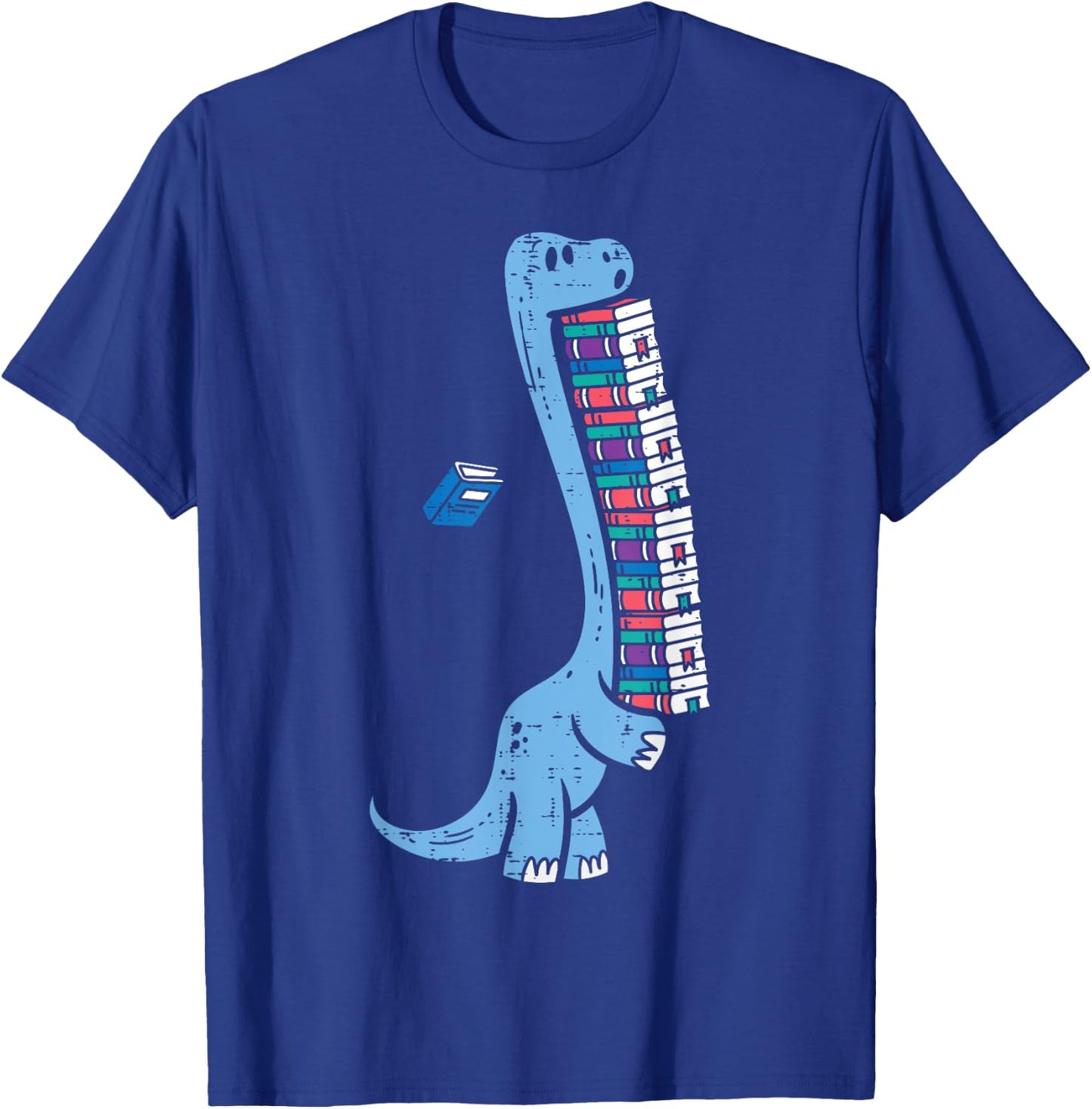 Dino Carrying Books Cute Bookworm Boys Kids Librarian Men T-Shirt - T-Shirt | Royal