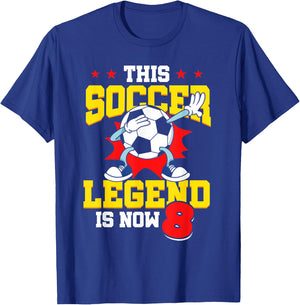 This Soccer Legend Is Now 8 Sports Kids 8th Birthday T-Shirt - T-Shirt | Royal
