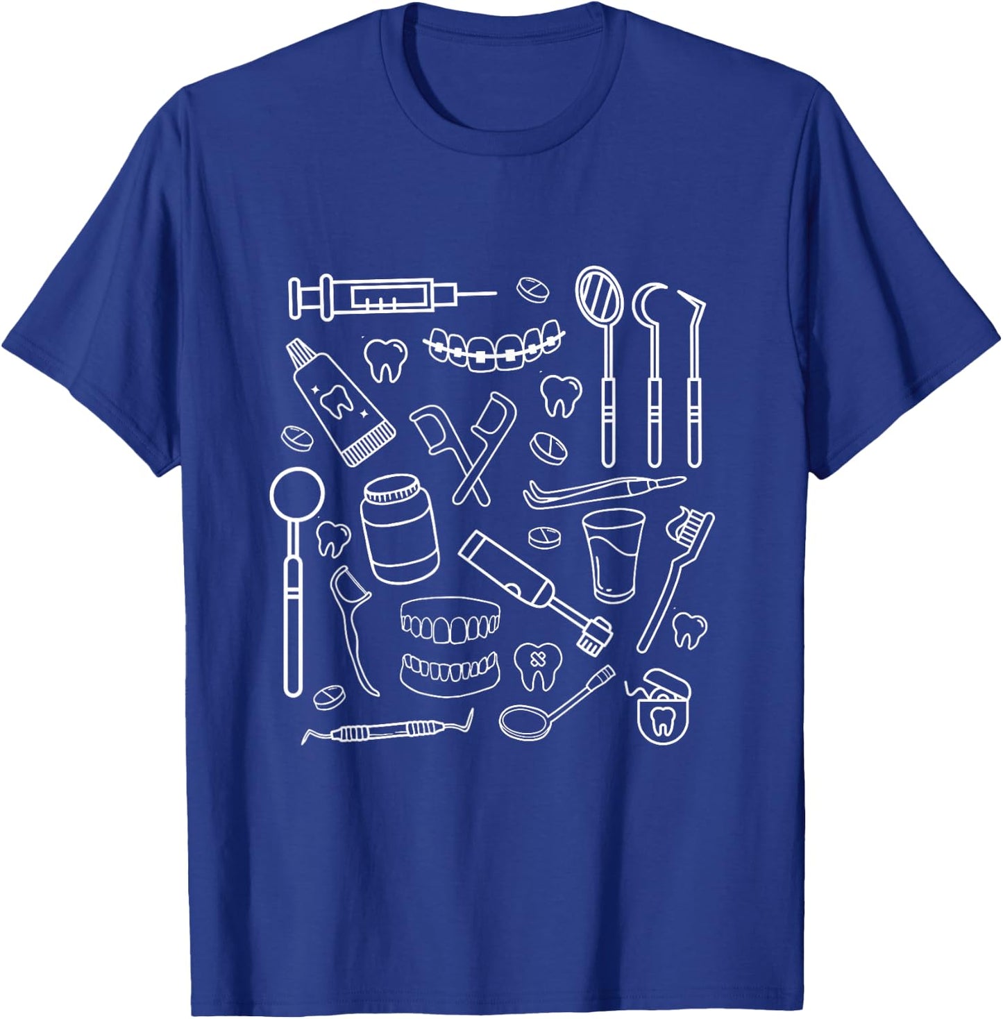 Dental Nurse Doodles Dentistry Students Staff Appreciation T-Shirt - T-Shirt | Royal