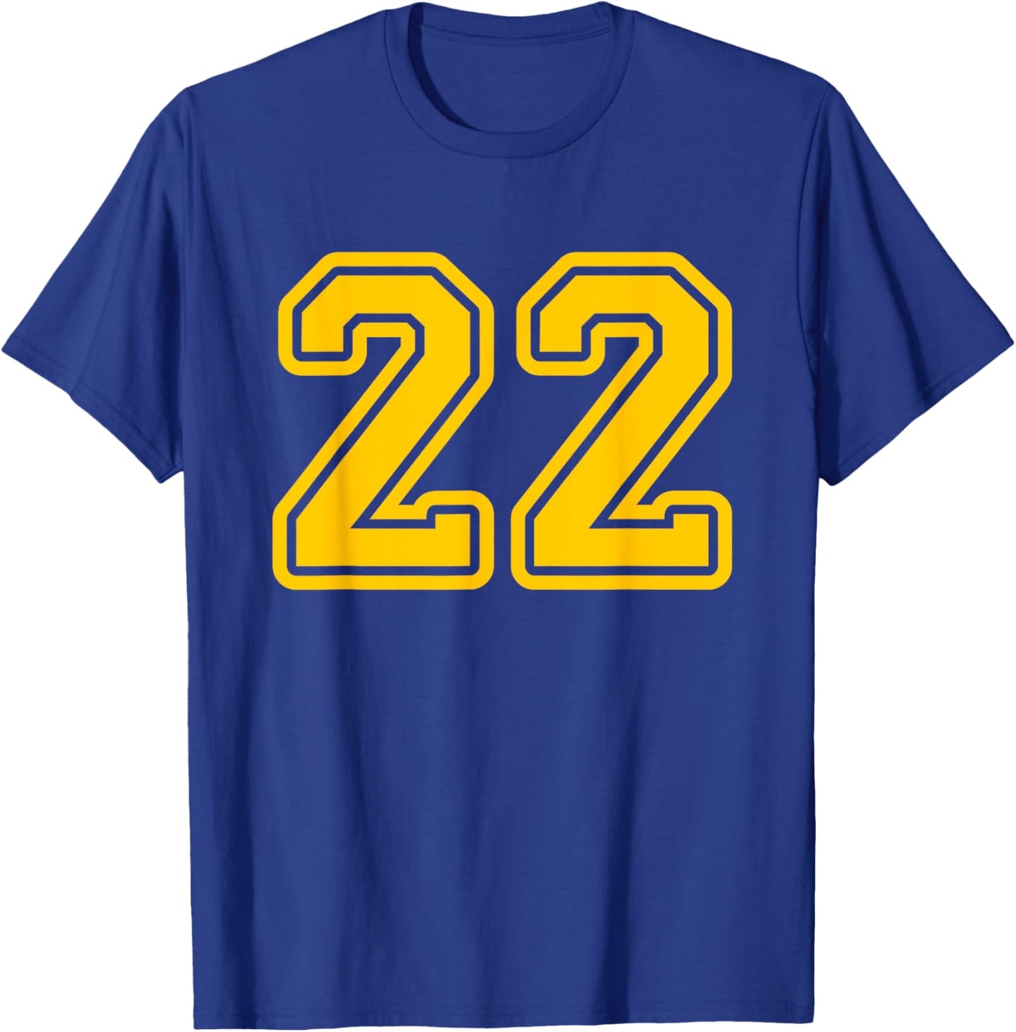 Jersey #22 Golden Yellow Sports Team Jersey Number 22 T-Shirt - T-Shirt | Royal
