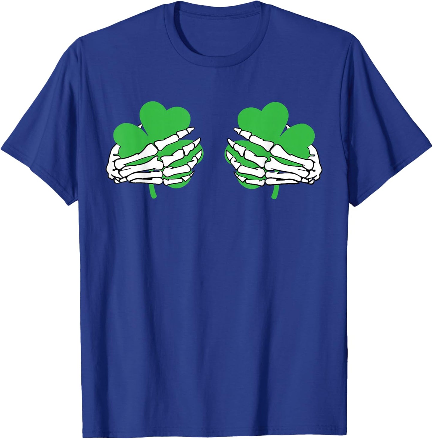 Shamrock Hands Skeleton Funny St. Patrick's Day Men Women T-Shirt - T-Shirt | Royal