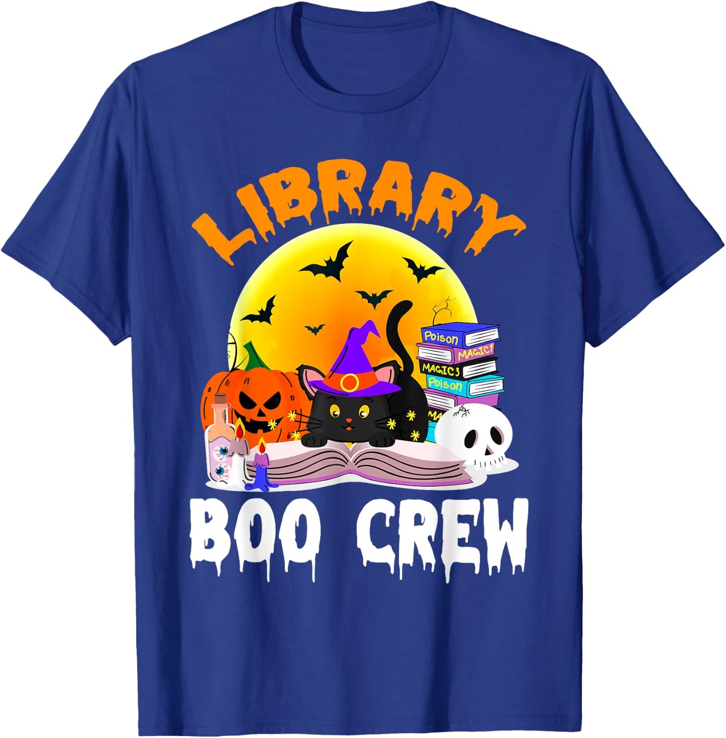 Library Boo Crew School Librarian Halloween Library Book T-Shirt - T-Shirt | Royal