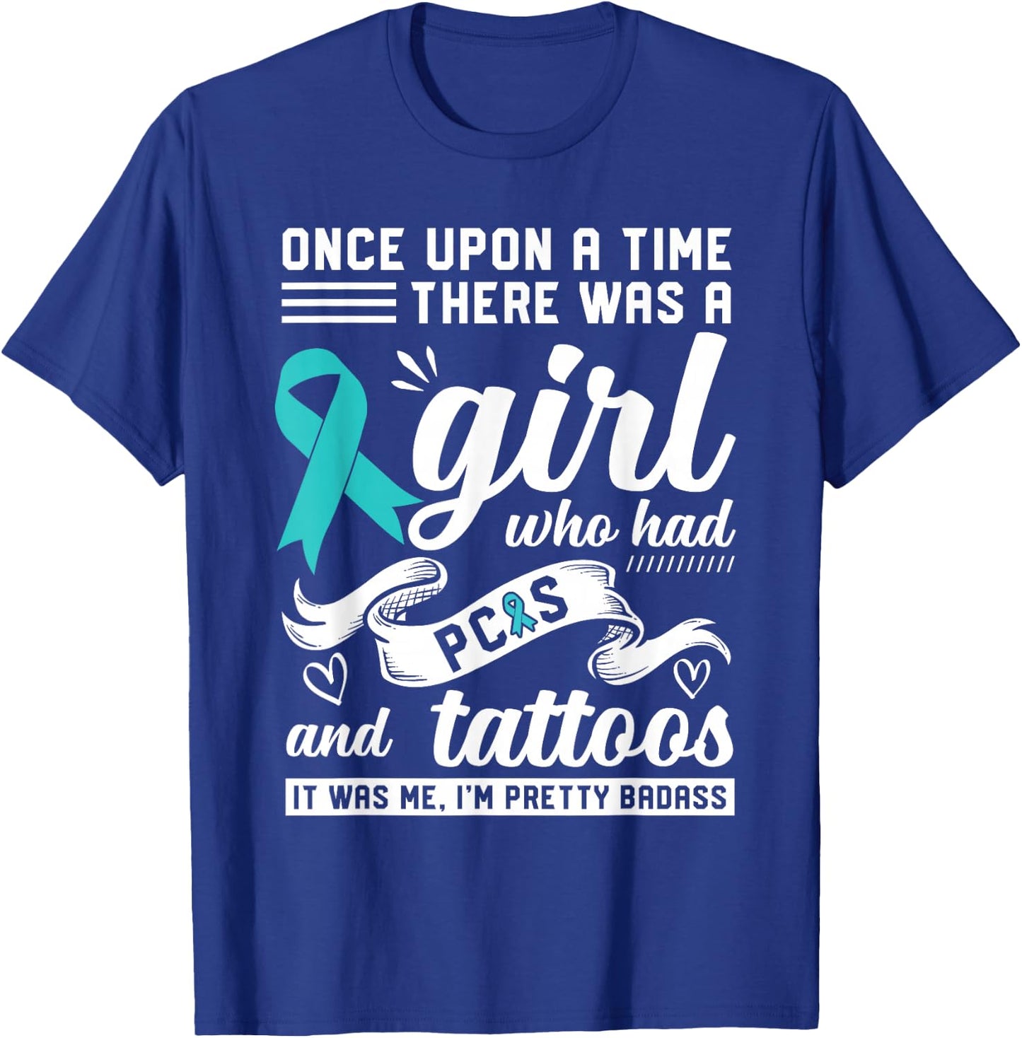 Funny Badass With Tattoo and PCOS Chronic Illness Awareness T-Shirt - T-Shirt | Royal