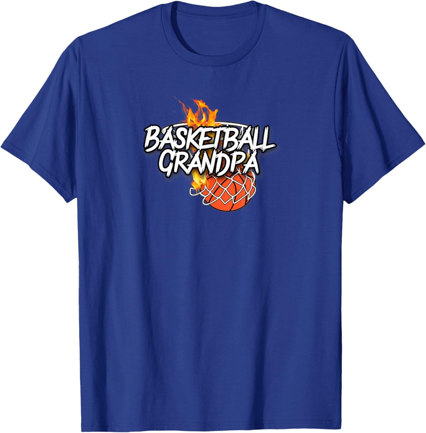Basketball Grandpa - Basketball Clothing - Fire Basketball T-Shirt - T-Shirt | Royal