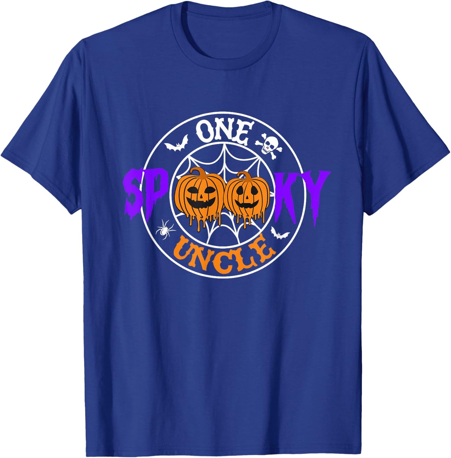 One Spooky Uncle Pumpkin Skeleton Halloween Costume Family T-Shirt - T-Shirt | Royal
