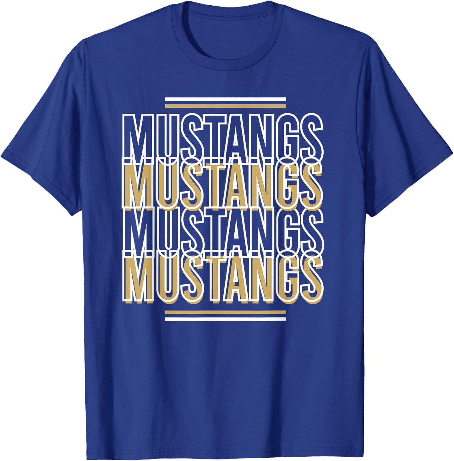 Mustangs School Spirit Gold White Black Mustangs T-Shirt - T-Shirt | Royal