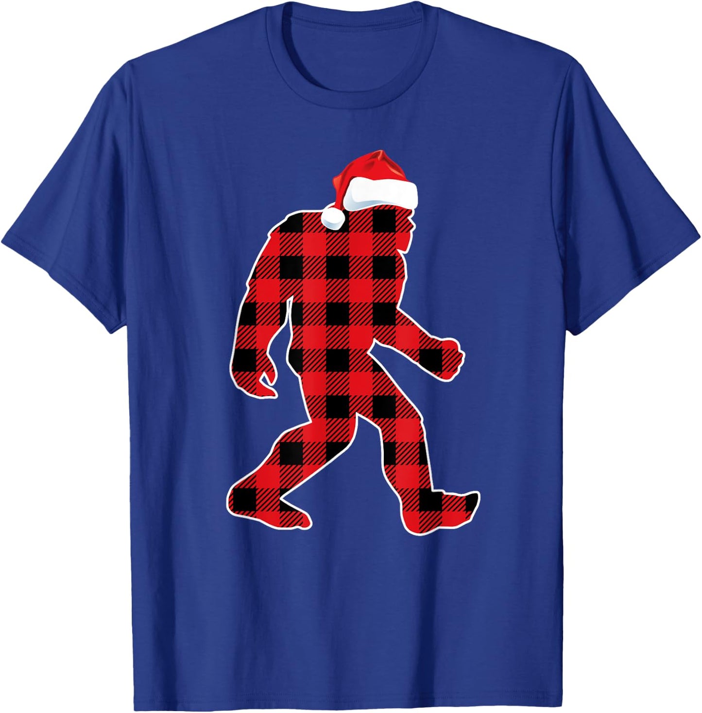 Believe Red Plaid Bigfoot Christmas Sasquatch Santa Sleeping T-Shirt - T-Shirt | Royal
