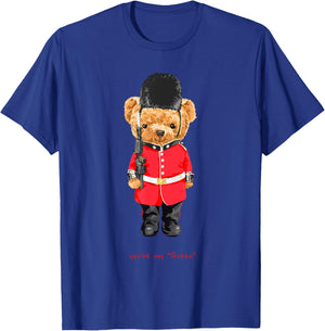 You Are My Queen Cool London Teddy Bear Illustration Graphic T-Shirt - T-Shirt | Royal