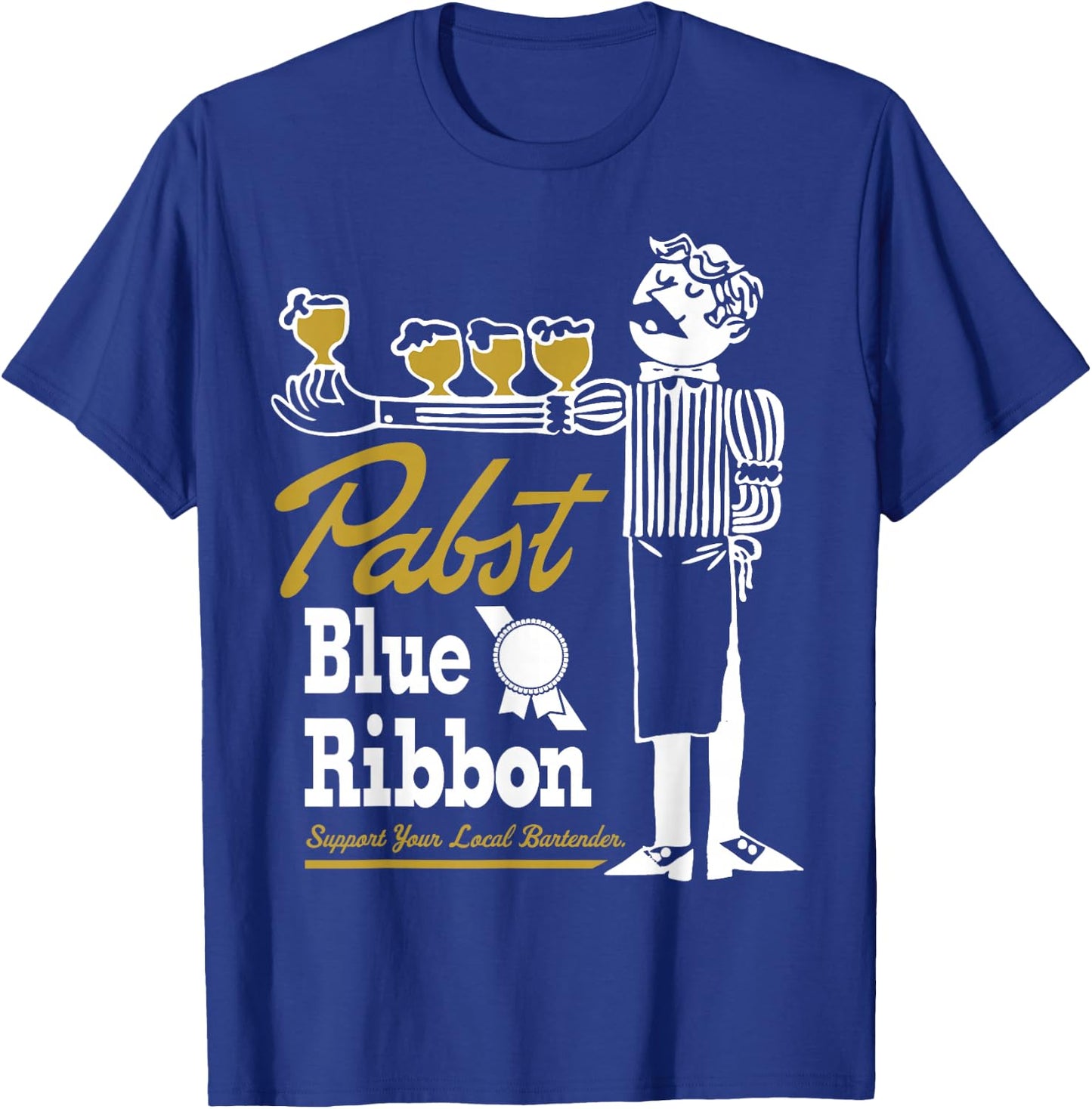Pabst Blue Ribbon Retro Bartender T-Shirt - T-Shirt | Royal