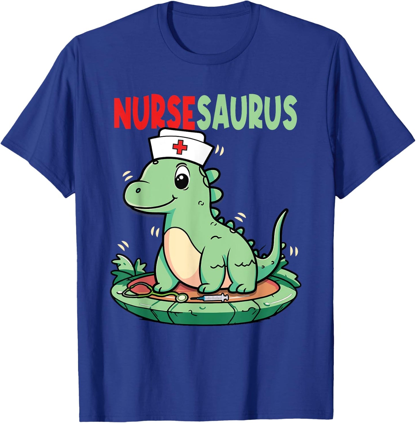 Nursesaurus Nurse T-Rex Dinosaur Nurses T-Shirt - T-Shirt | Royal