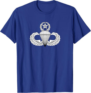 Master Parachute Badge Jump Wings Military Vet Fort Bragg T-Shirt - T-Shirt | Royal