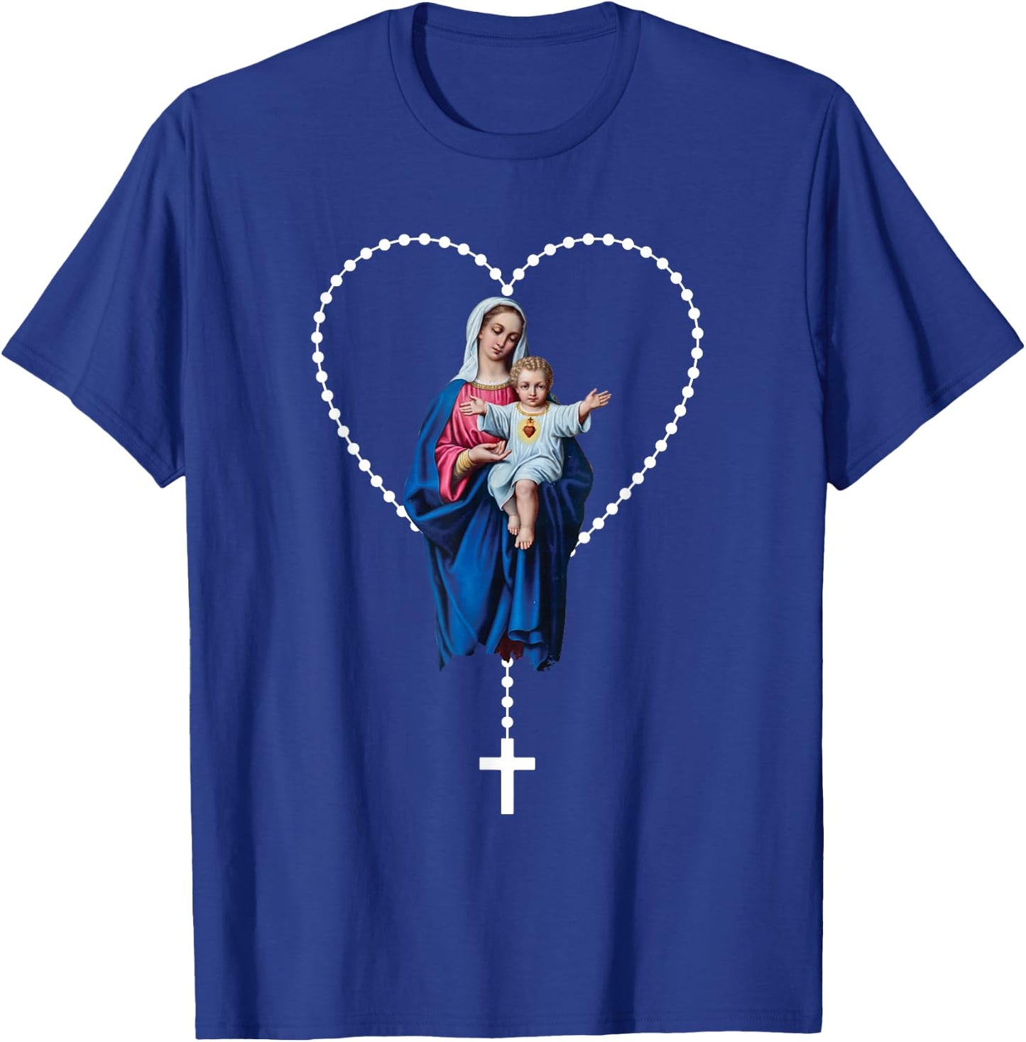 Holy Rosary Mama Mary Jesus T-Shirt - T-Shirt | Royal