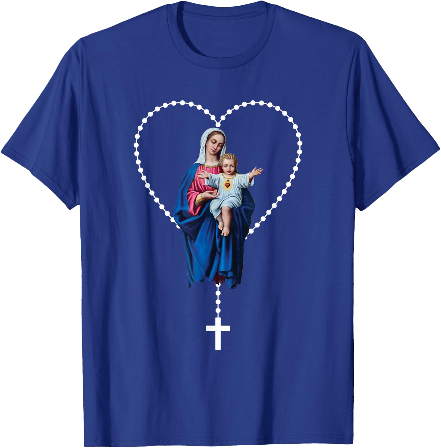 Holy Rosary Mama Mary Jesus T-Shirt - T-Shirt | Royal