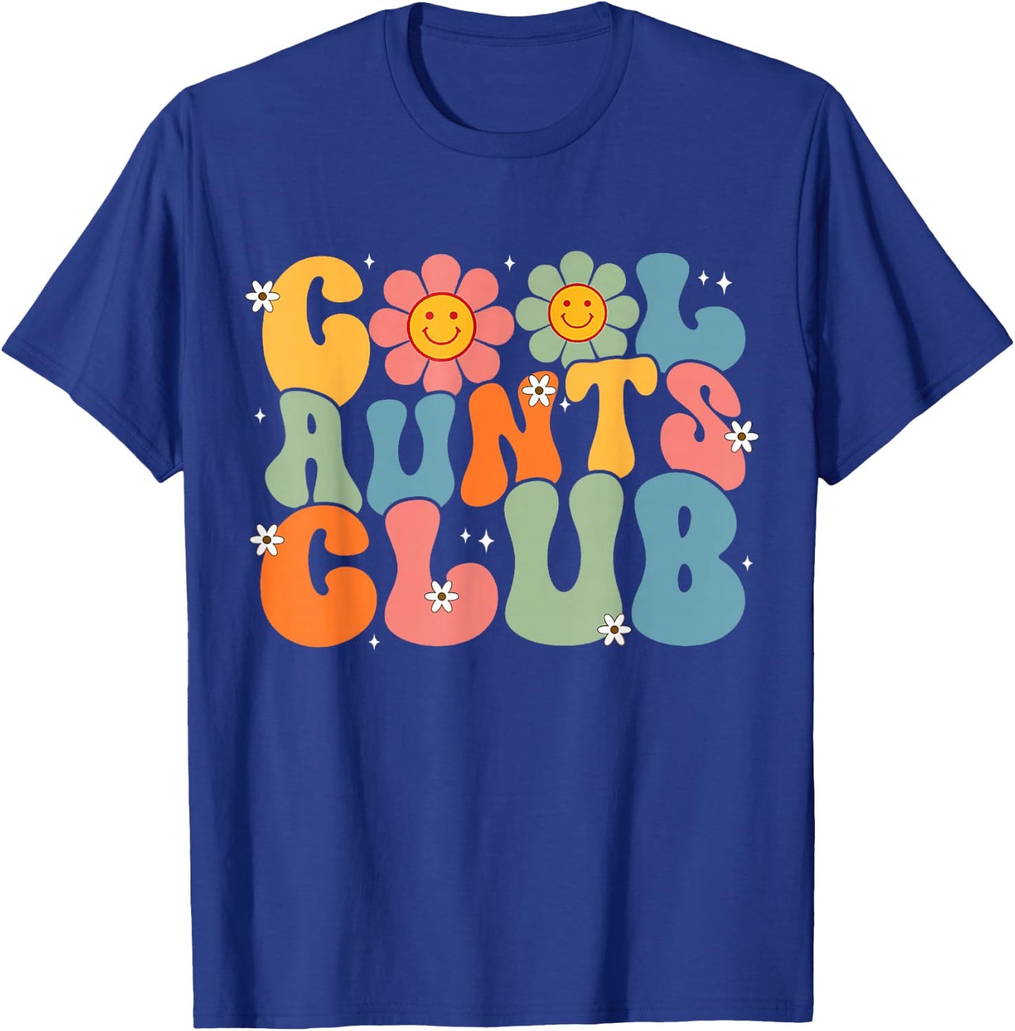 Cool Aunts Club Groovy Retro Smile Aunt Auntie Mother's Day T-Shirt - T-Shirt | Royal