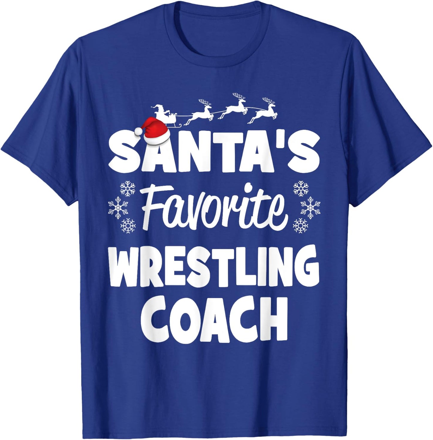 Santa's Favorite Wrestling Coach Funny Christmas Matching T-Shirt - T-Shirt | Royal