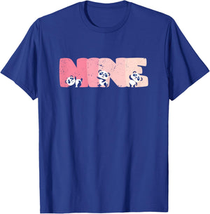 9 Year Old Cute Panda Birthday Girl 9th B-day T-Shirt - T-Shirt | Royal