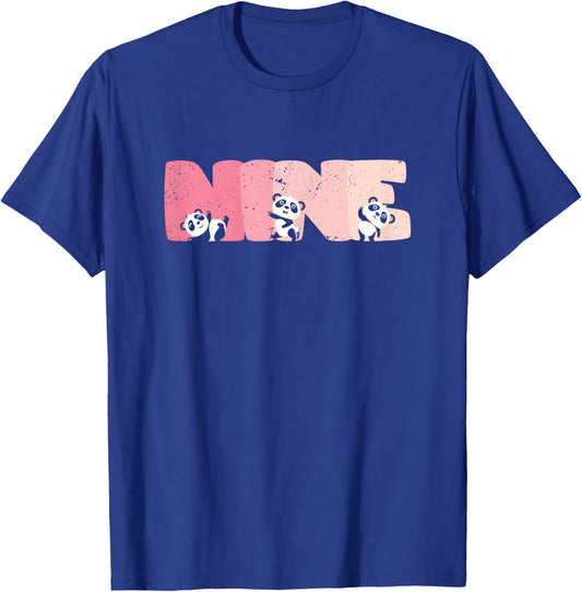 9 Year Old Cute Panda Birthday Girl 9th B-day T-Shirt - T-Shirt | Royal