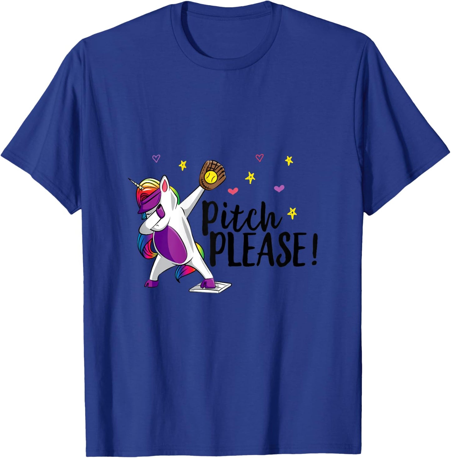 Dabbing Unicorn Funny Softball Pitcher Girls Pitch Please T-Shirt - T-Shirt | Royal