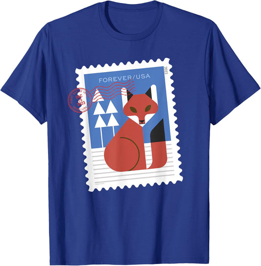USPS Winter Woodland Animals - Fox Stamp T-Shirt - T-Shirt | Royal