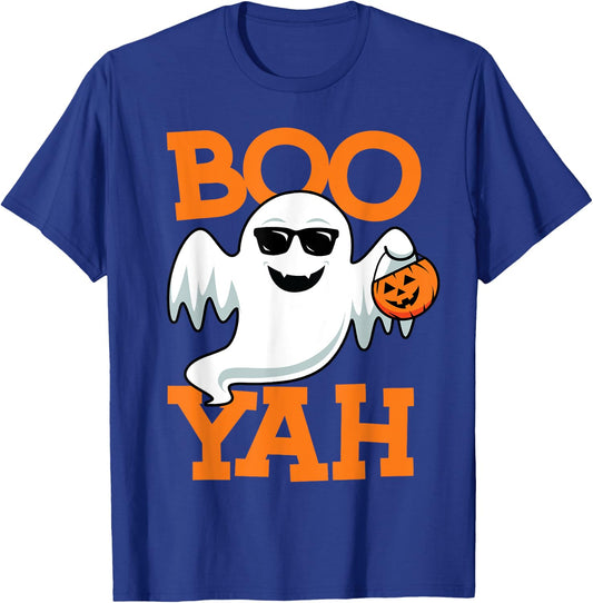 Ghost Boo Yah Funny Halloween Shirt Spooky Booyah Boys Girls T-Shirt - T-Shirt | Royal