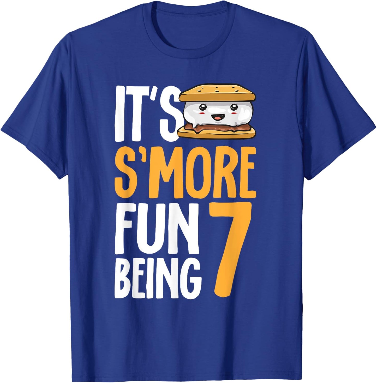 S’more Campfire 7th Birthday Marshmallow Camping Smore T-Shirt - T-Shirt | Royal