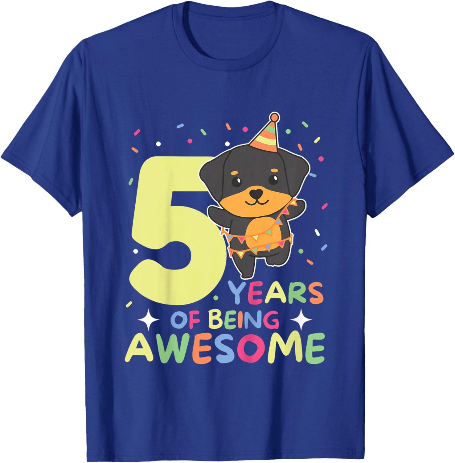 Kids Rottweiler 5th Birthday For Kids Five Years Old T-Shirt - T-Shirt | Royal