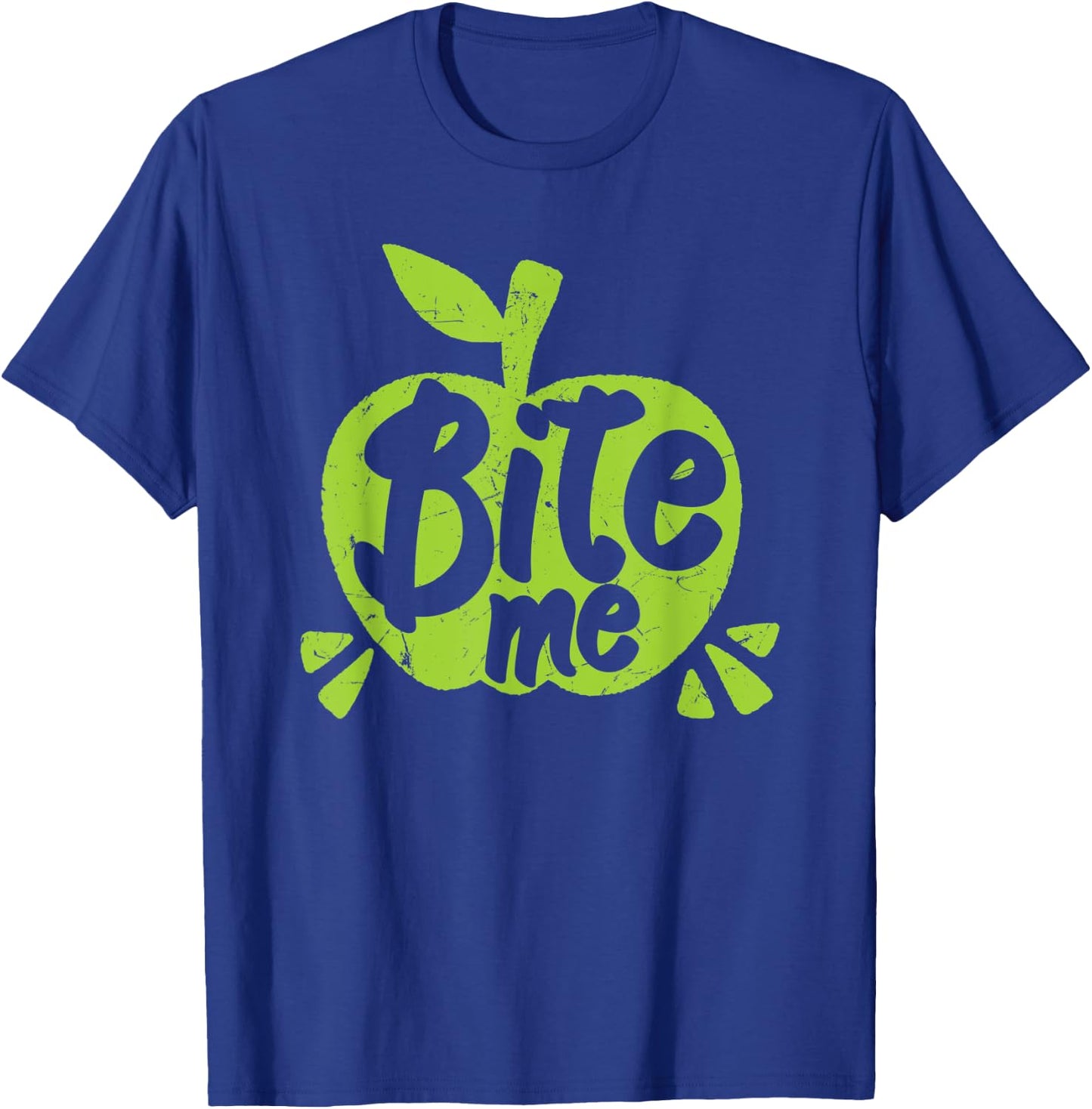 Green Apples Bite Me Distressed Apple Lovers T-Shirt - T-Shirt | Royal