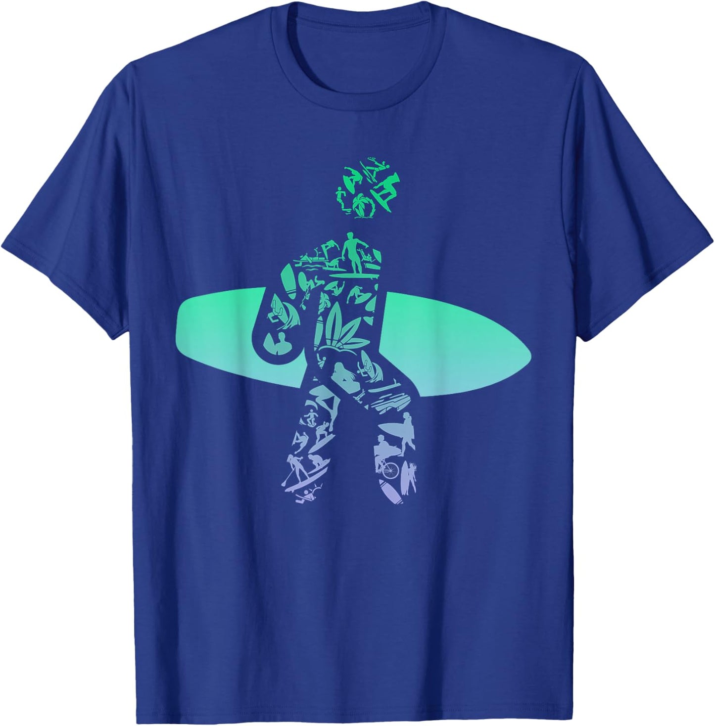 Silhouette Surf Icons Design for Surfer | Surf Boys Surfing T-Shirt - T-Shirt | Royal