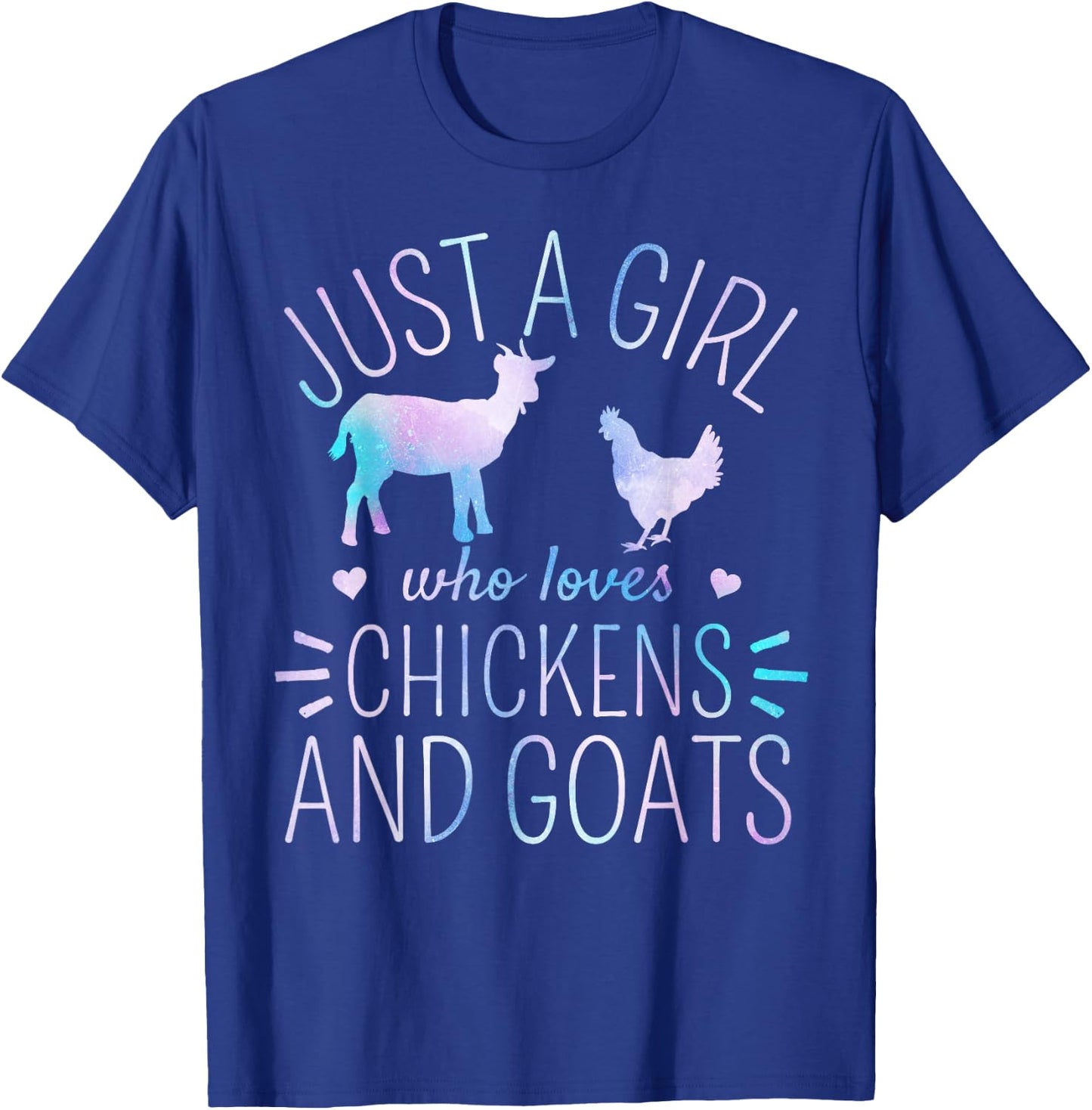 Just A Girl Who Loves Chickens And Goats Farmer Girls T-Shirt - T-Shirt | Royal