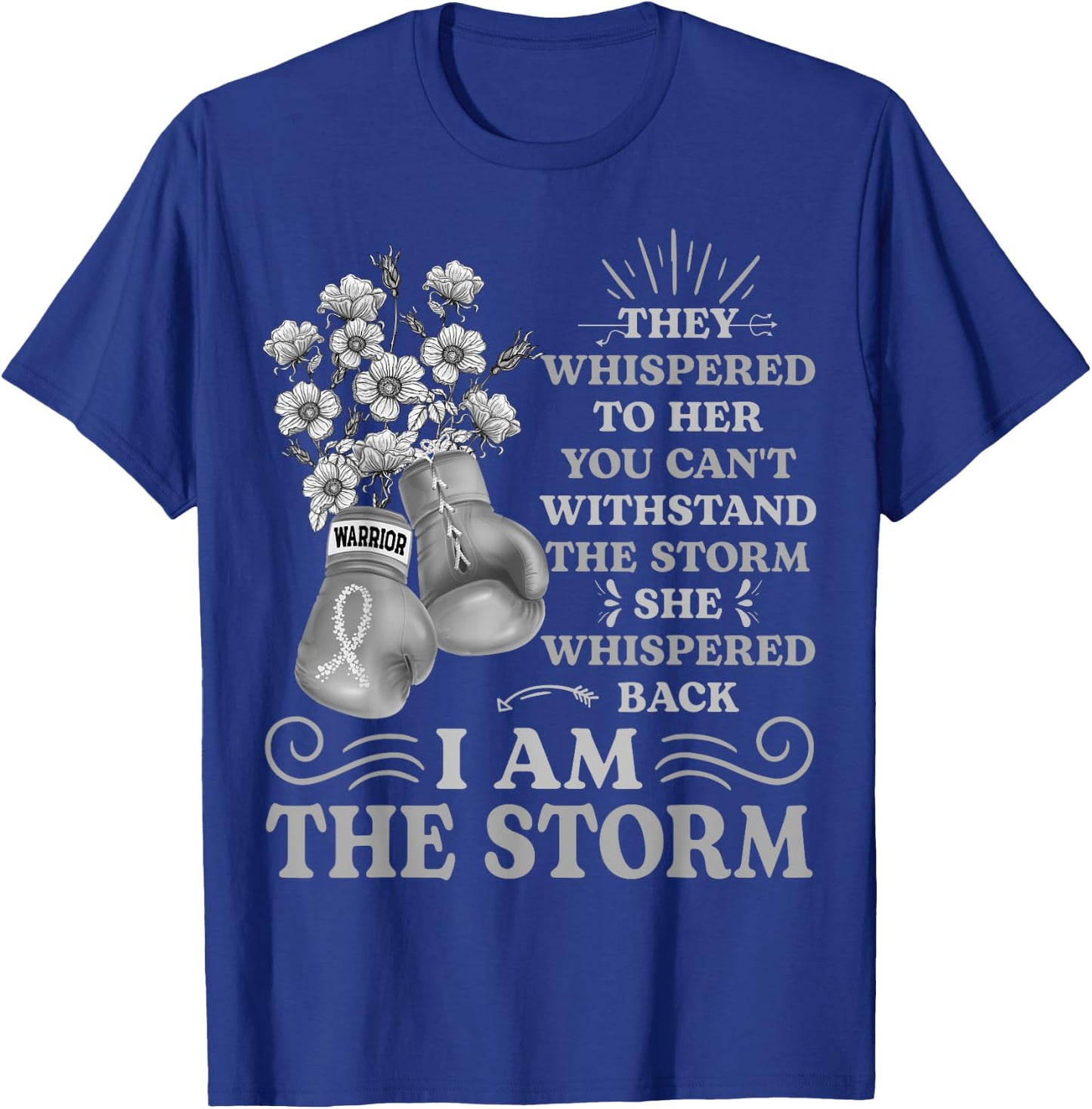 I'm The Storm Boxing Warrior Pearl Ribbon Women Lung Cancer T-Shirt - T-Shirt | Royal