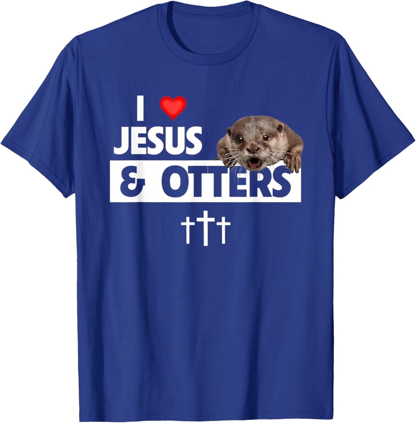 I Love Jesus And Otters Zoo Wildlife Nature Christian Bible T-Shirt - T-Shirt | Royal