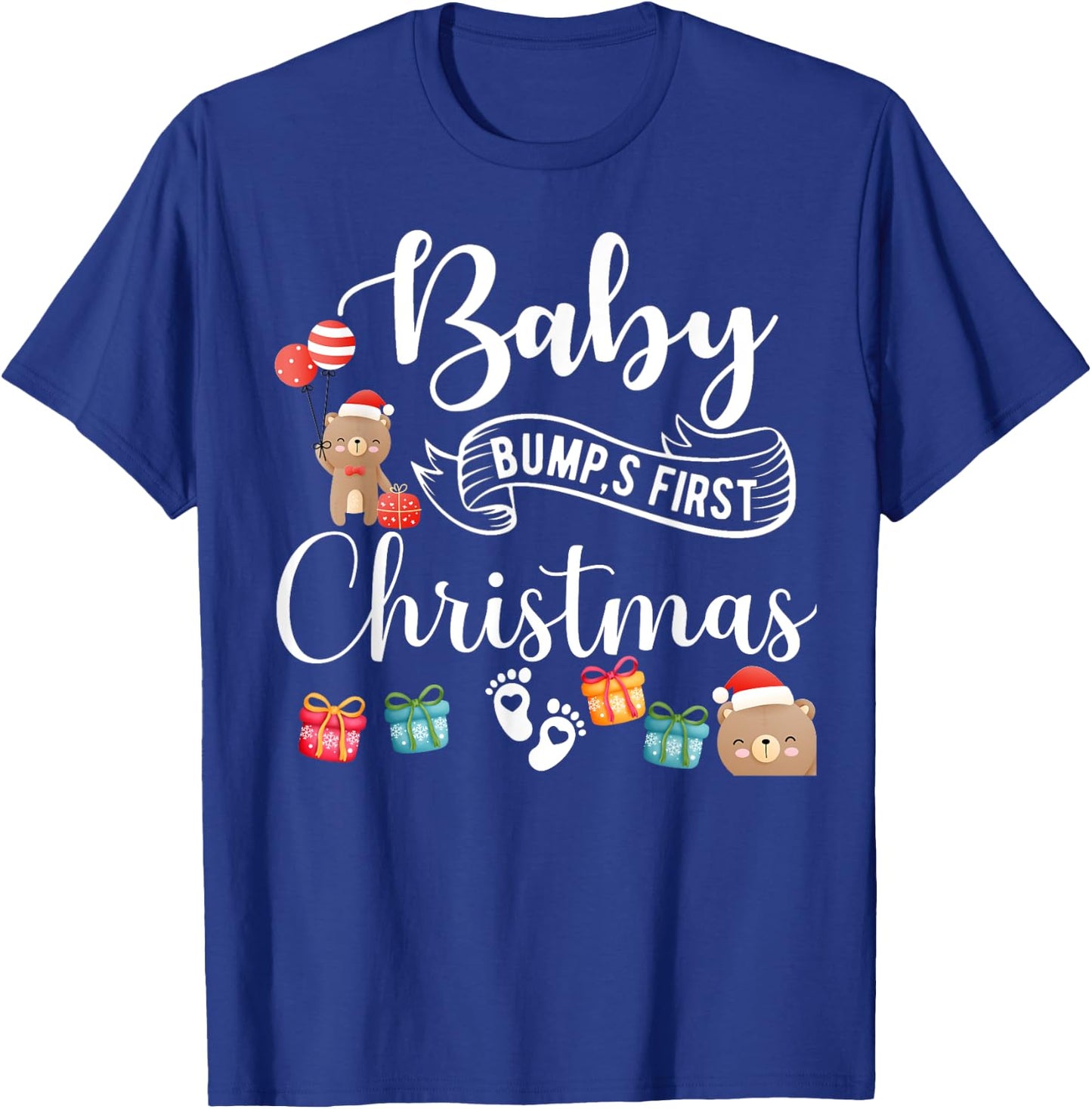Cute Pregnancy Announcement Baby Bump First Christmas T-Shirt - T-Shirt | Royal