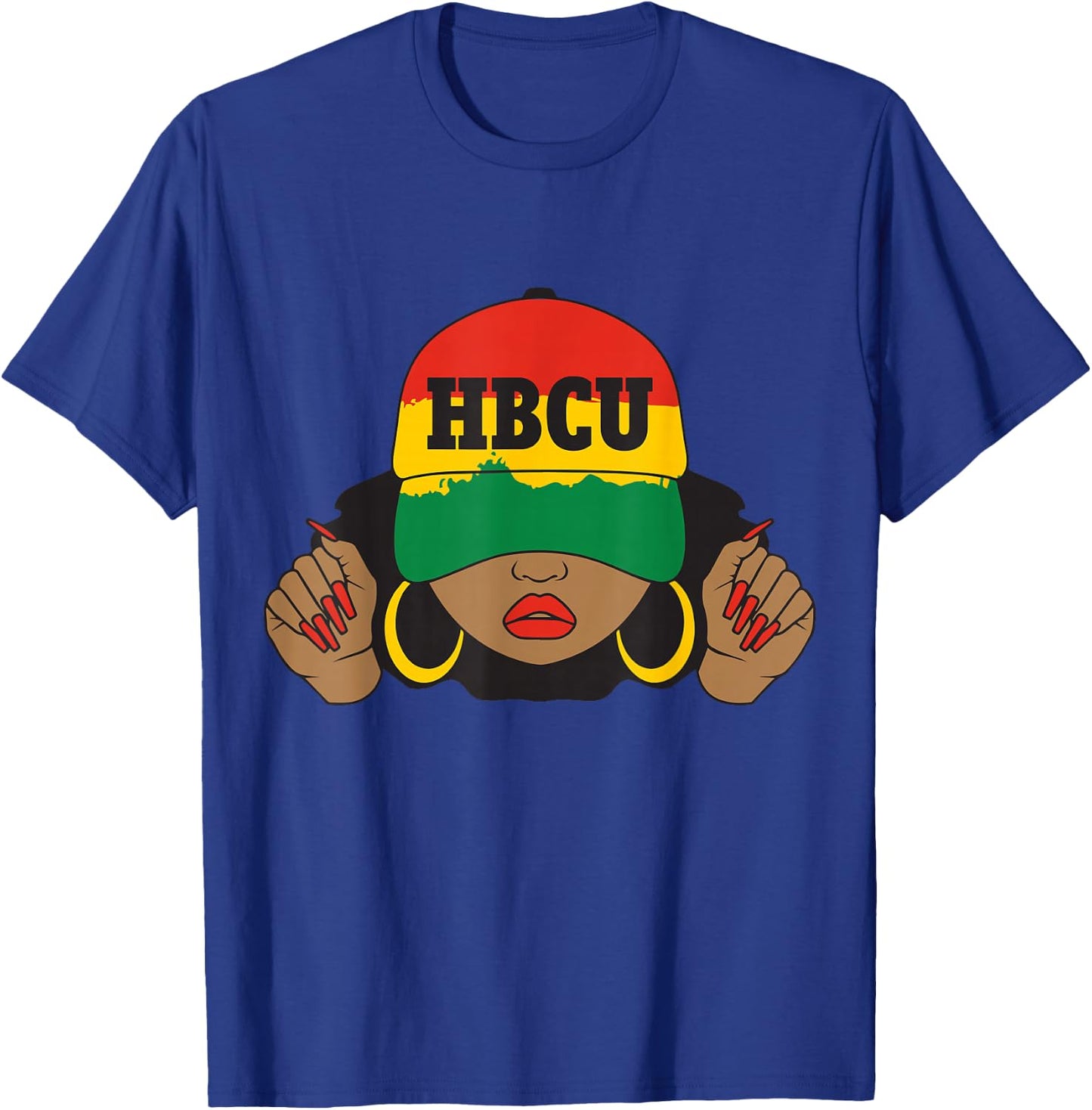 Beautiful Black HBCU Student in Hat T-Shirt - T-Shirt | Royal