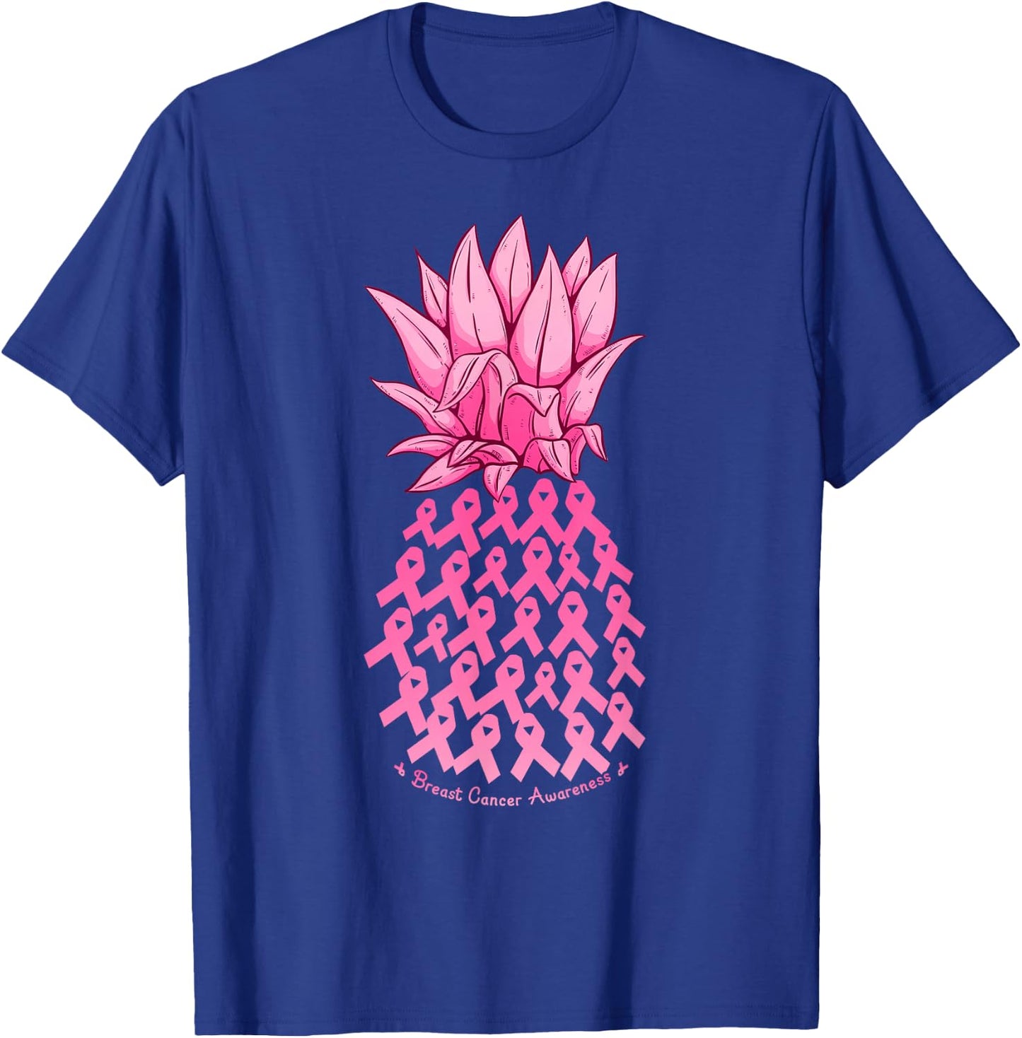 Hawaiian Pineapple & Pink Ribbon Breast Cancer Awareness Day T-Shirt - T-Shirt | Royal