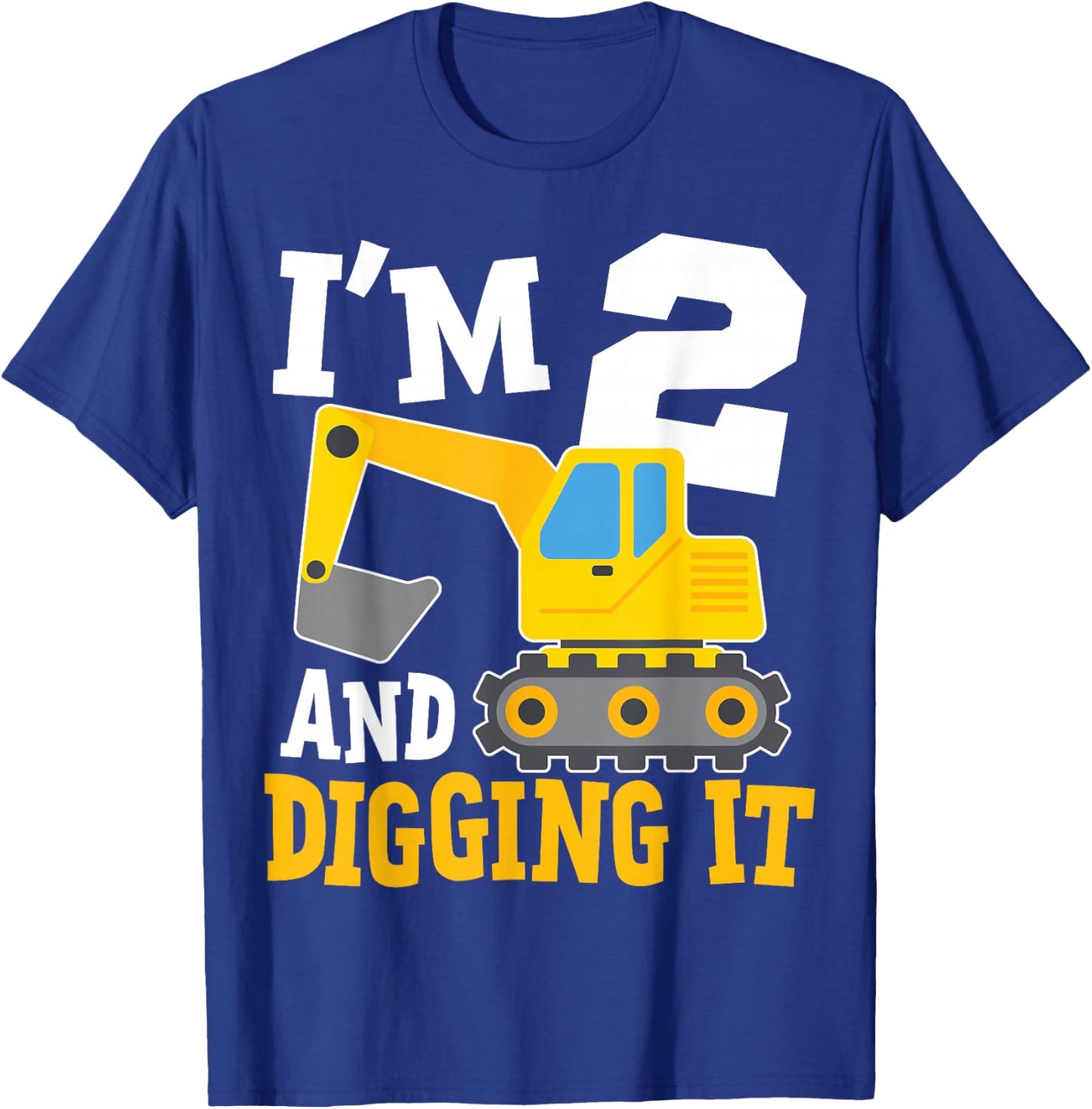 I'm Two 2nd Years Old Birthday Boy Excavator Construction T-Shirt - T-Shirt | Royal