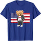 Cool USA Teddy Bear Illustration Novelty Graphic Designs T-Shirt - T-Shirt | Royal