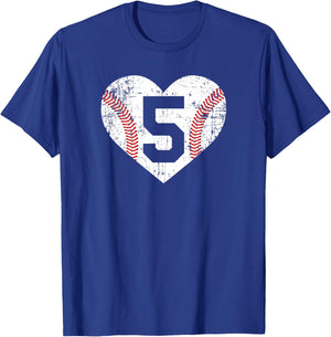 Vintage Baseball 5 Jersey Number T-Shirt - T-Shirt | Royal