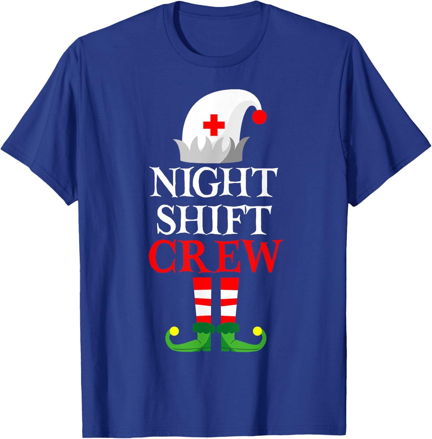 Elf Nursing Shirt Women, Christmas Nurse Night Shift Crew T-Shirt - T-Shirt | Royal