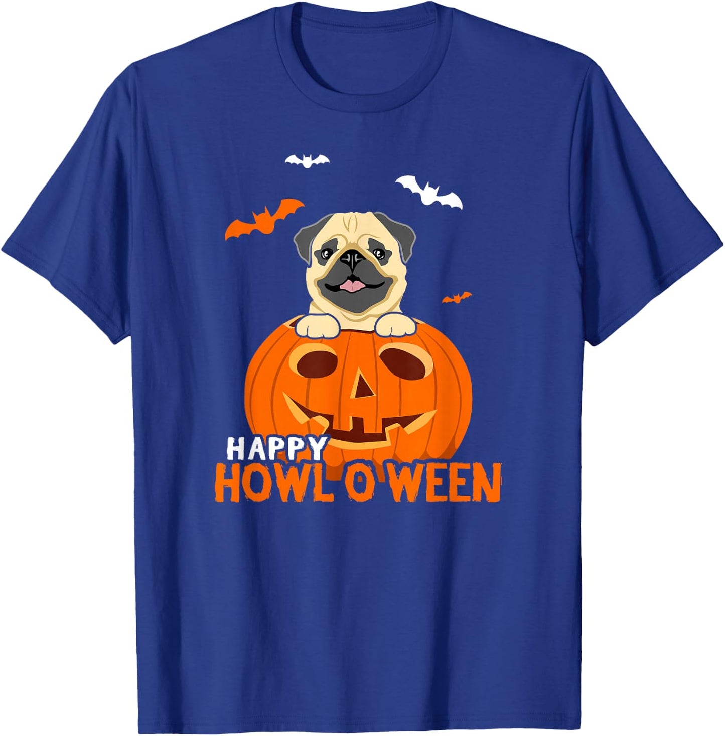 Cute Halloween Pug Dog Pumpkin Costumes Thanksgiving Design T-Shirt - T-Shirt | Royal