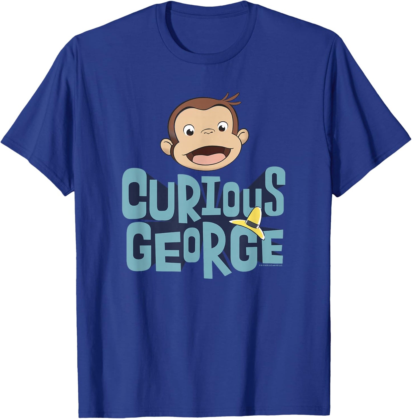Curious George 3D Text Stack George Big Face T-Shirt - T-Shirt | Royal