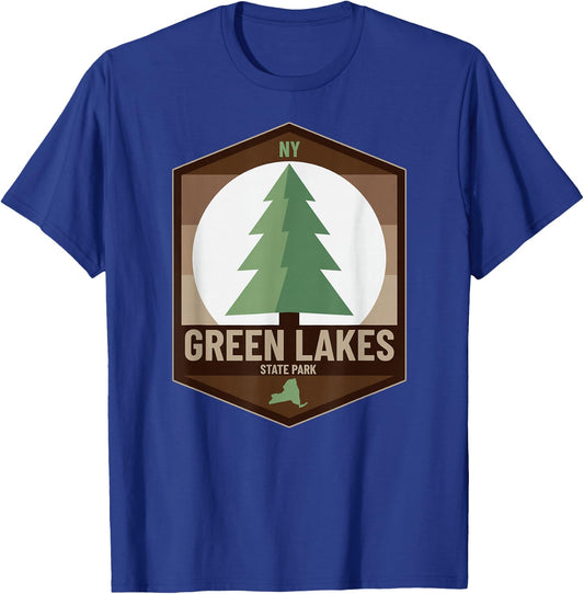 Green Lakes State Park New York NY Tree Forest Badge T-Shirt - T-Shirt | Royal