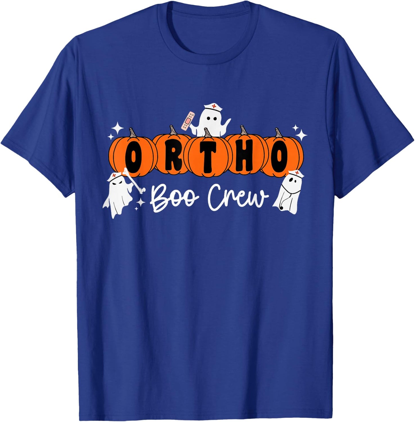 Ortho Boo Crew Ghost Pumpkin Orthopedic Nurse Halloween T-Shirt - T-Shirt | Royal