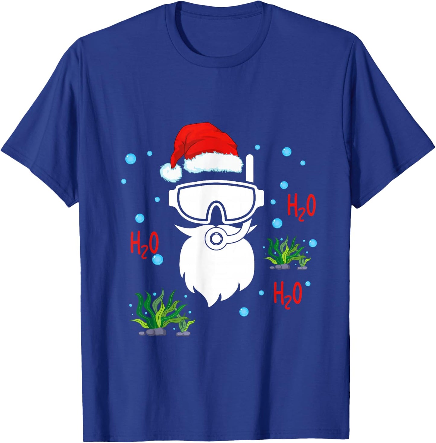 Christmas Diving Santa Face Funny Scuba Diver Dving Lover T-Shirt - T-Shirt | Royal